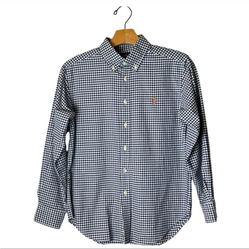 Boys Ralph Lauren Navy and White Button Down Shirt. Size M. Like new.